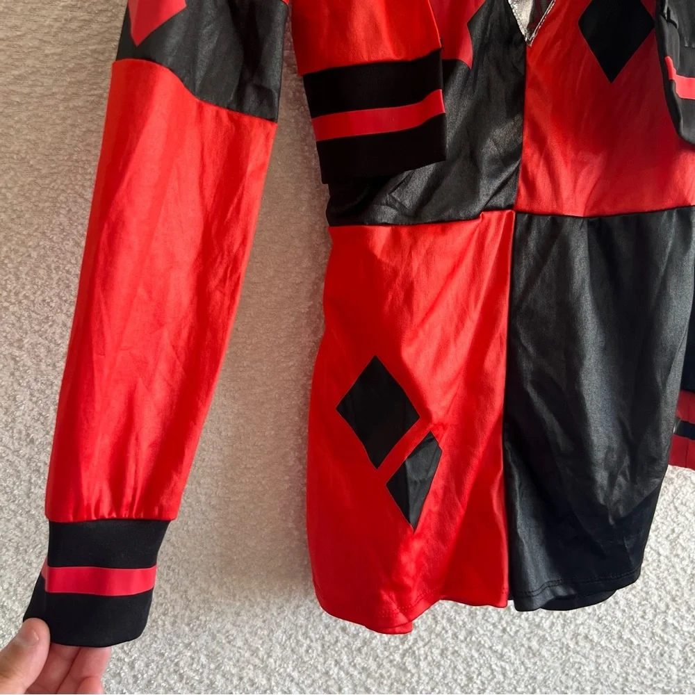Harley Quinn DC Girls Kids Romper Halloween‎ Costume One Piece Red Size 8/10